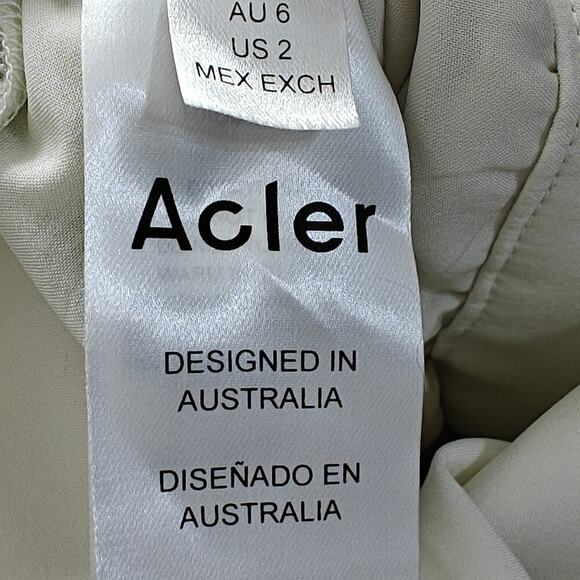 Acler Ruffled Off Shoulder Jumpsuit Size 2 Mint Green Pockets Cropped Wide Leg - Picture 13 of 14